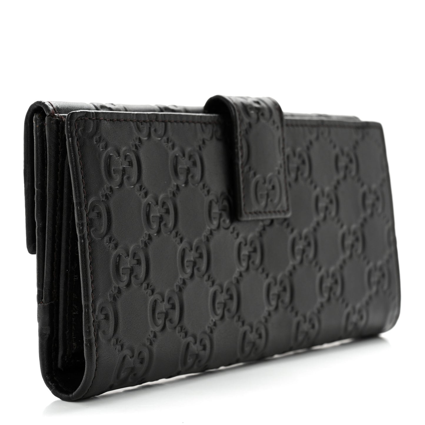 Guccissima Margaux Calfskin Metal Bar Continental Flap Wallet Black