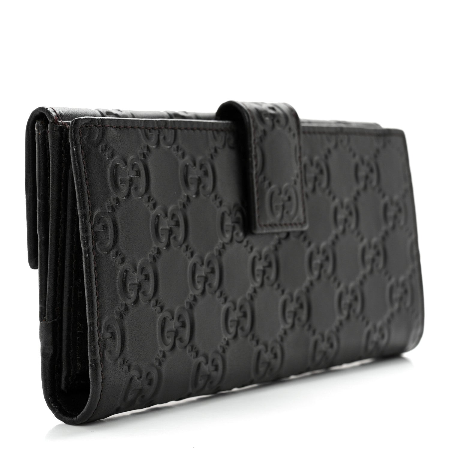 Gucci Guccissima Margaux Calfskin Metal Bar Continental Flap Wallet Black 3 of 13