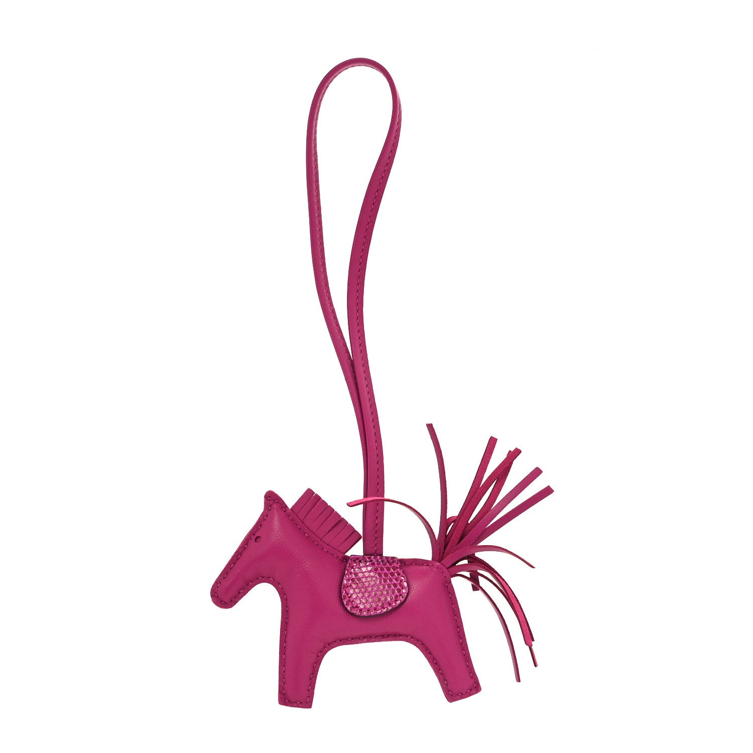 Hermes Milo Lambskin Lizard Touch Grigri Rodeo Horse Bag Charm PM Rose Pourpre 1 of 3
