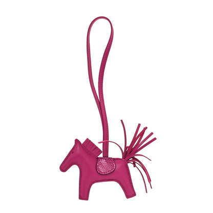 Hermes Milo Lambskin Lizard Touch Grigri Rodeo Horse Bag Charm PM Rose Pourpre 1 of 3