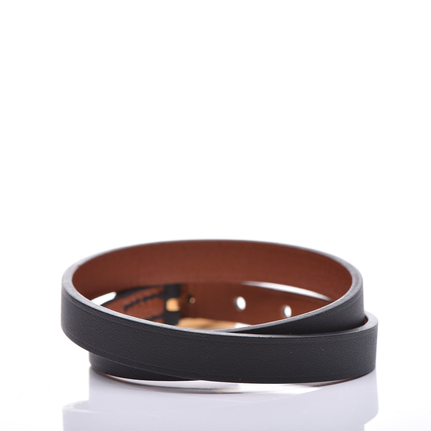 Hermes Chamonix Behapi Double Tour Bracelet T2 Black Fauve 3 of 4