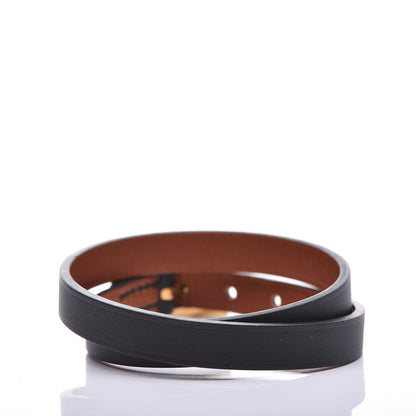 Hermes Chamonix Behapi Double Tour Bracelet T2 Black Fauve 3 of 4