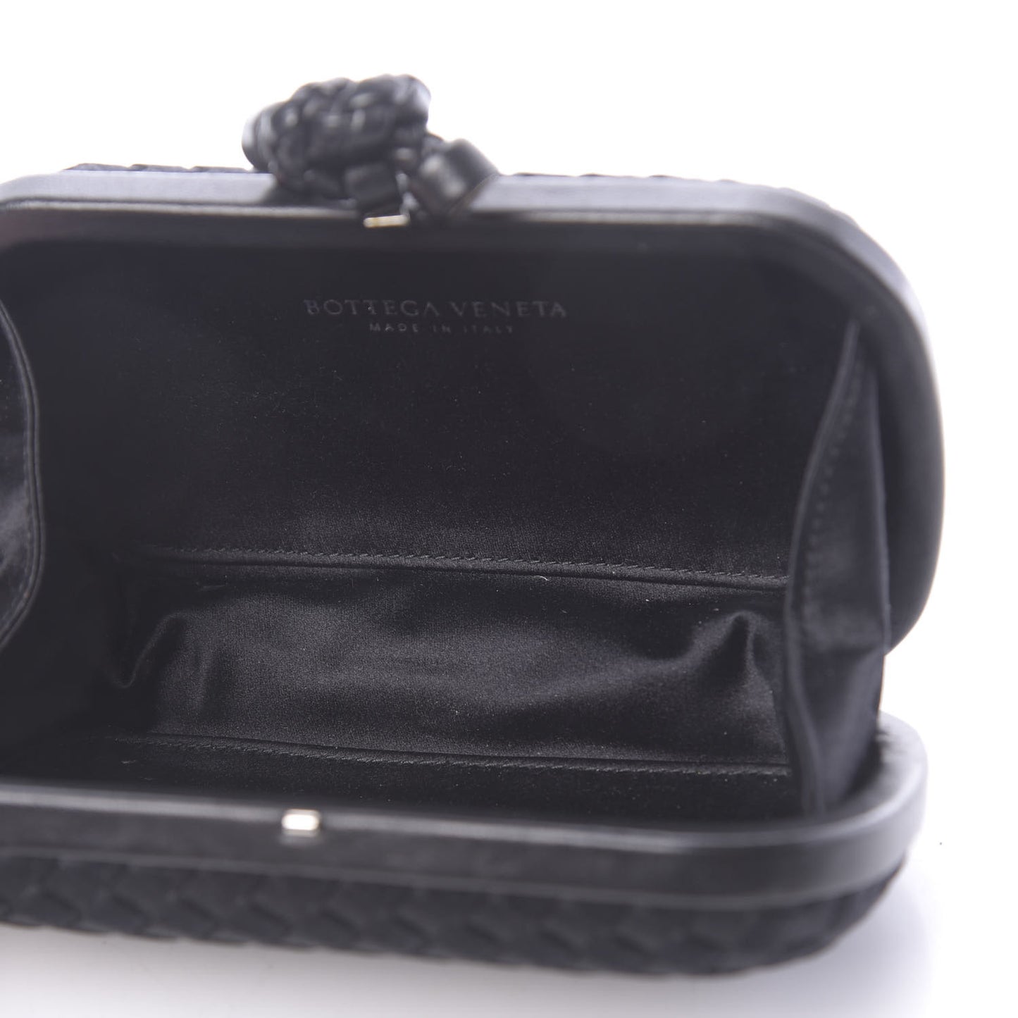 Satin Intreccio Impero Knot Clutch Black