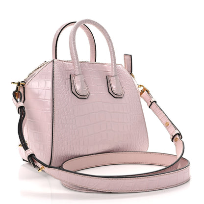 Givenchy Calfskin Crocodile Embossed Mini Antigona Pink 3 of 10