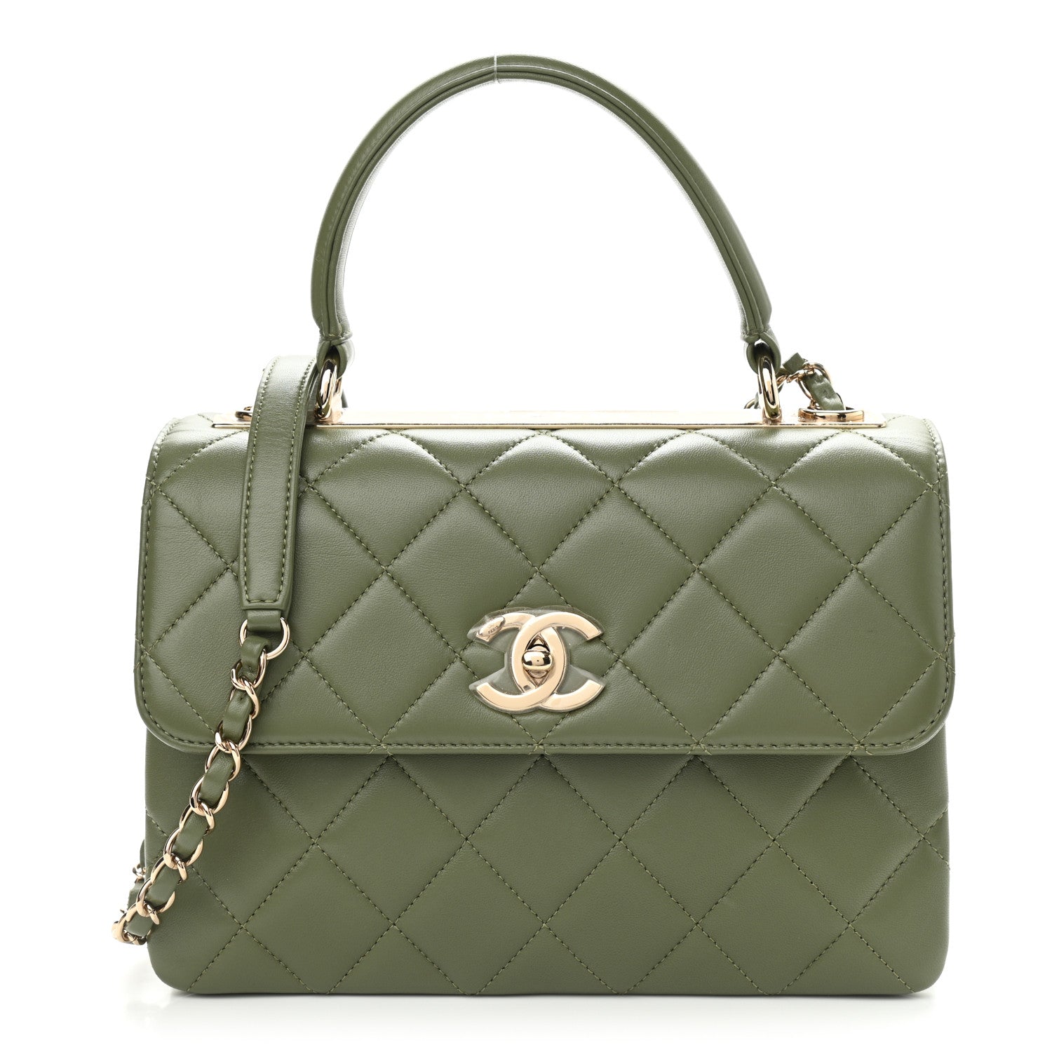Chanel Lambskin Quilted Small Trendy CC Flap Dual Handle Bag Green 1 of 9