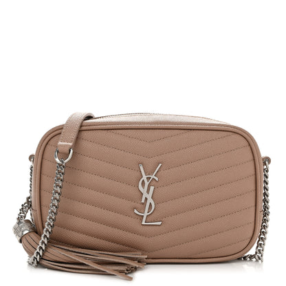 Saint Laurent Grain De Poudre Matelasse Monogram Mini Lou Camera Bag Dark Beige 1 of 11