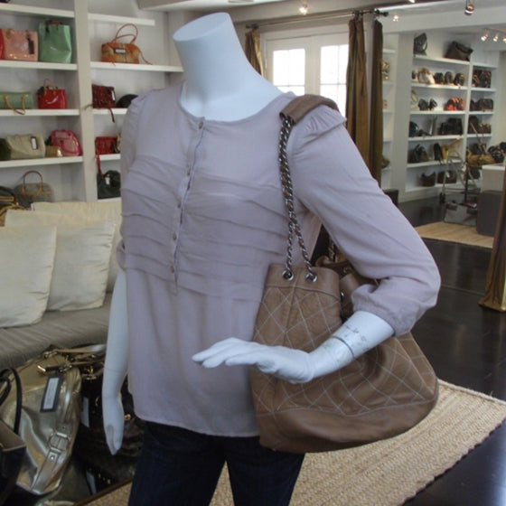 Leather Contrast Stitch Drawstring Tote