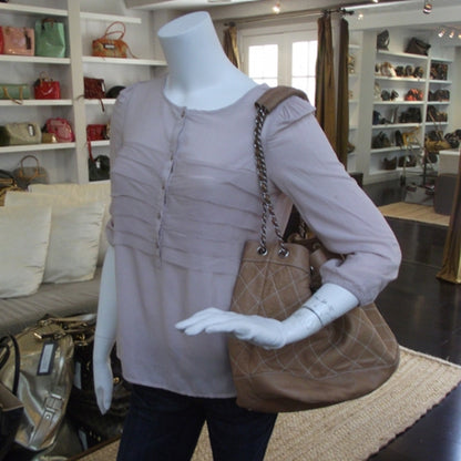 Chanel Leather Contrast Stitch Drawstring Tote 2 of 13