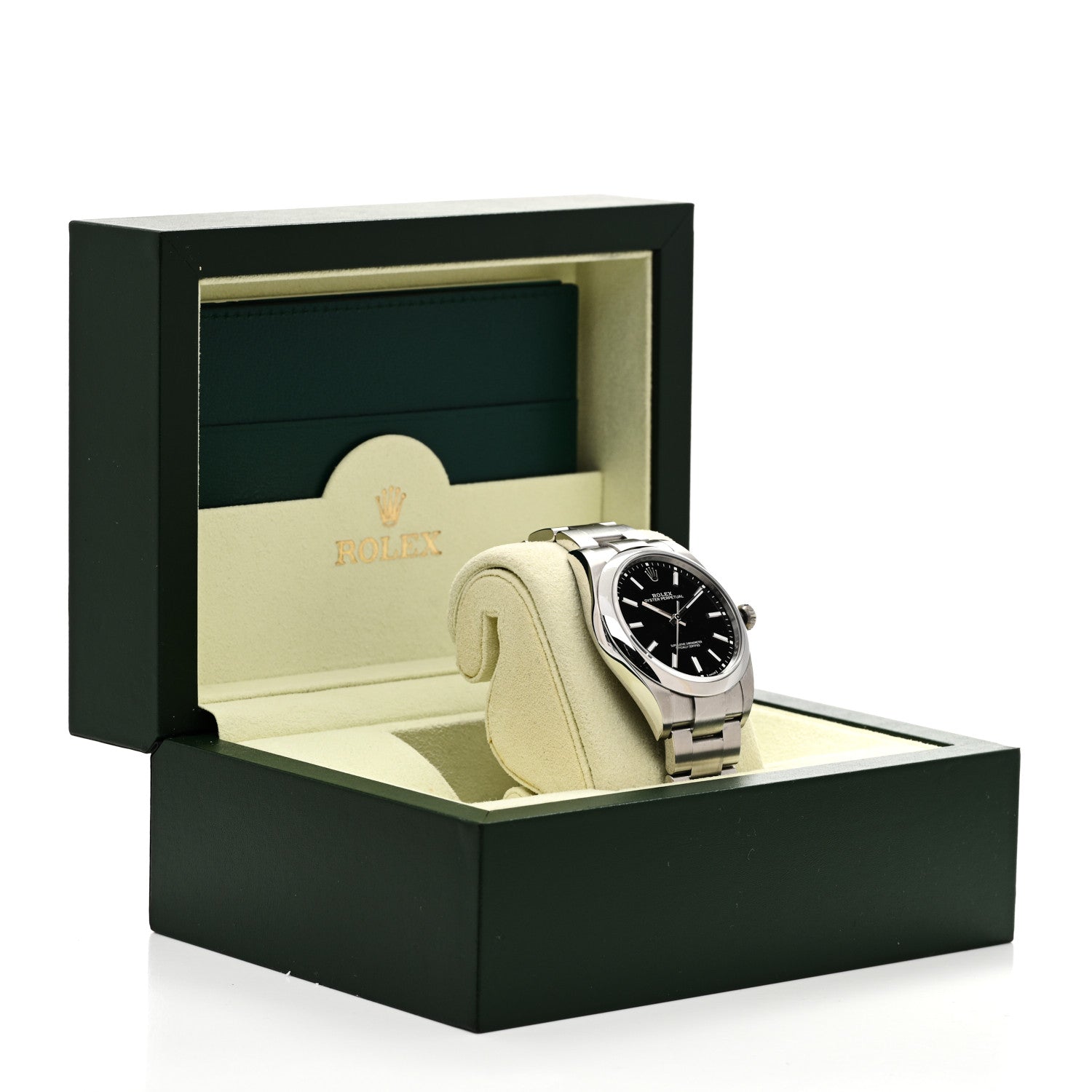 Rolex Stainless Steel 39mm Oyster Perpetual Watch Black 114300 5 of 5
