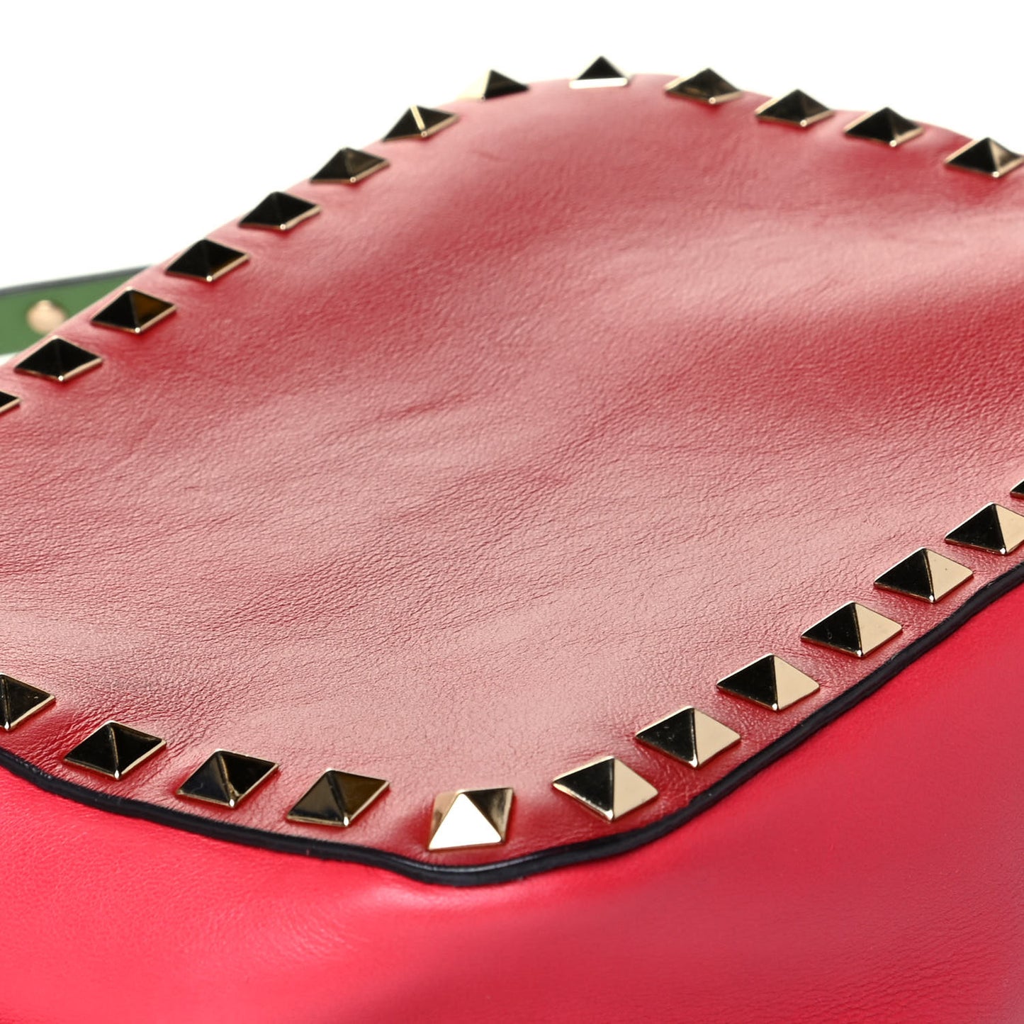 Vitello Colorblock Rockstud Camera Crossbody Bag Deep Rose Clover Grey Scarlet