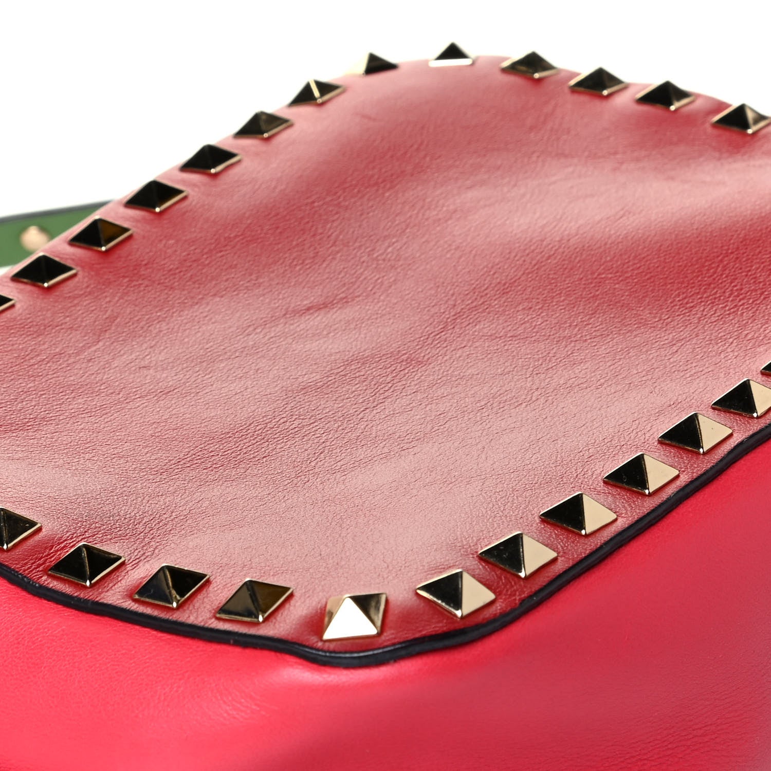 Valentino Garavani Vitello Colorblock Rockstud Camera Crossbody Bag Deep Rose Clover Grey Scarlet 6 of 6