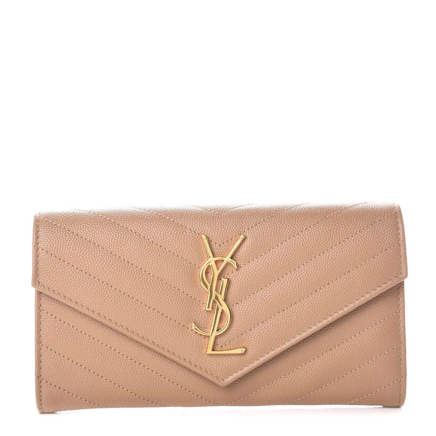 Grain De Poudre Matelasse Chevron Monogram Flap Wallet Oak