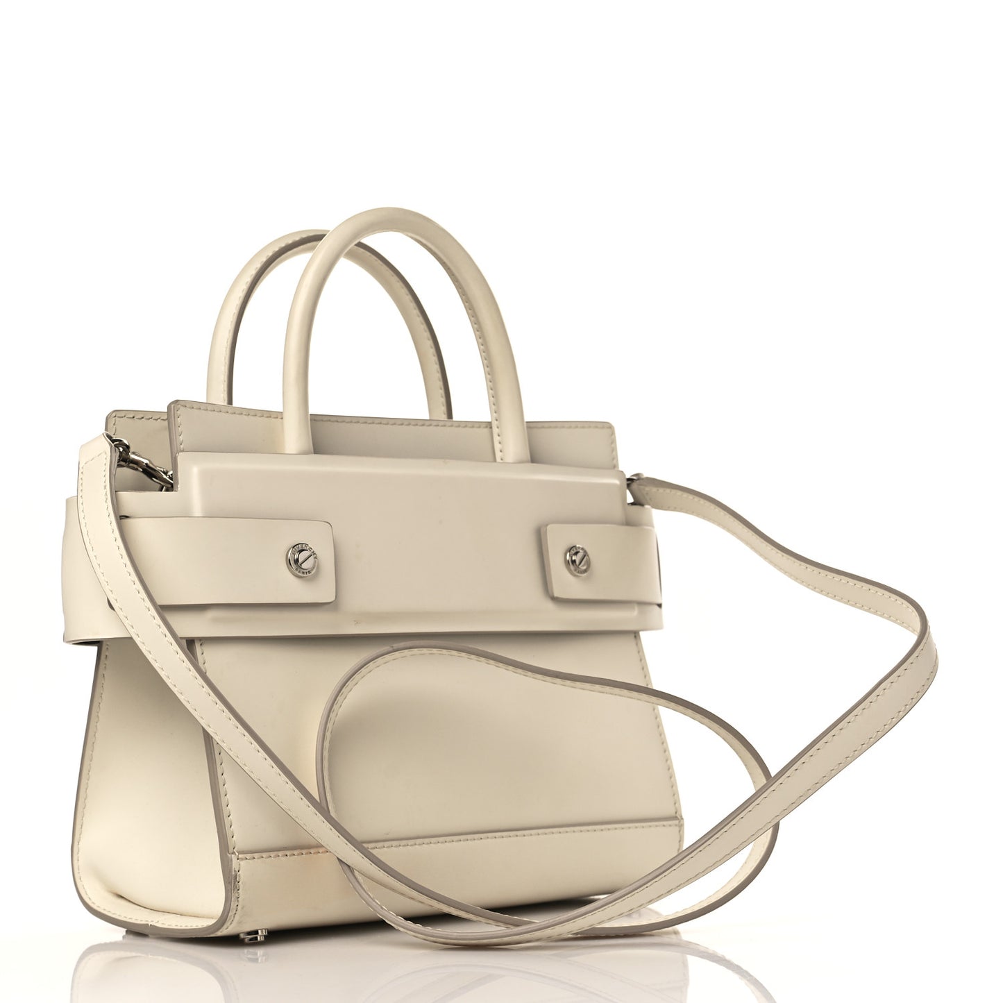 Smooth Calfskin Mini Horizon Satchel Off White