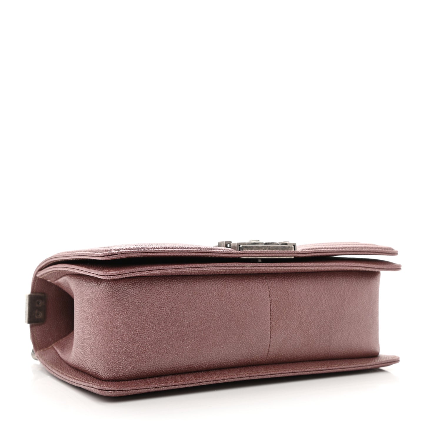 Metallic Caviar Chevron Quilted Medium Boy Flap Dark Pink