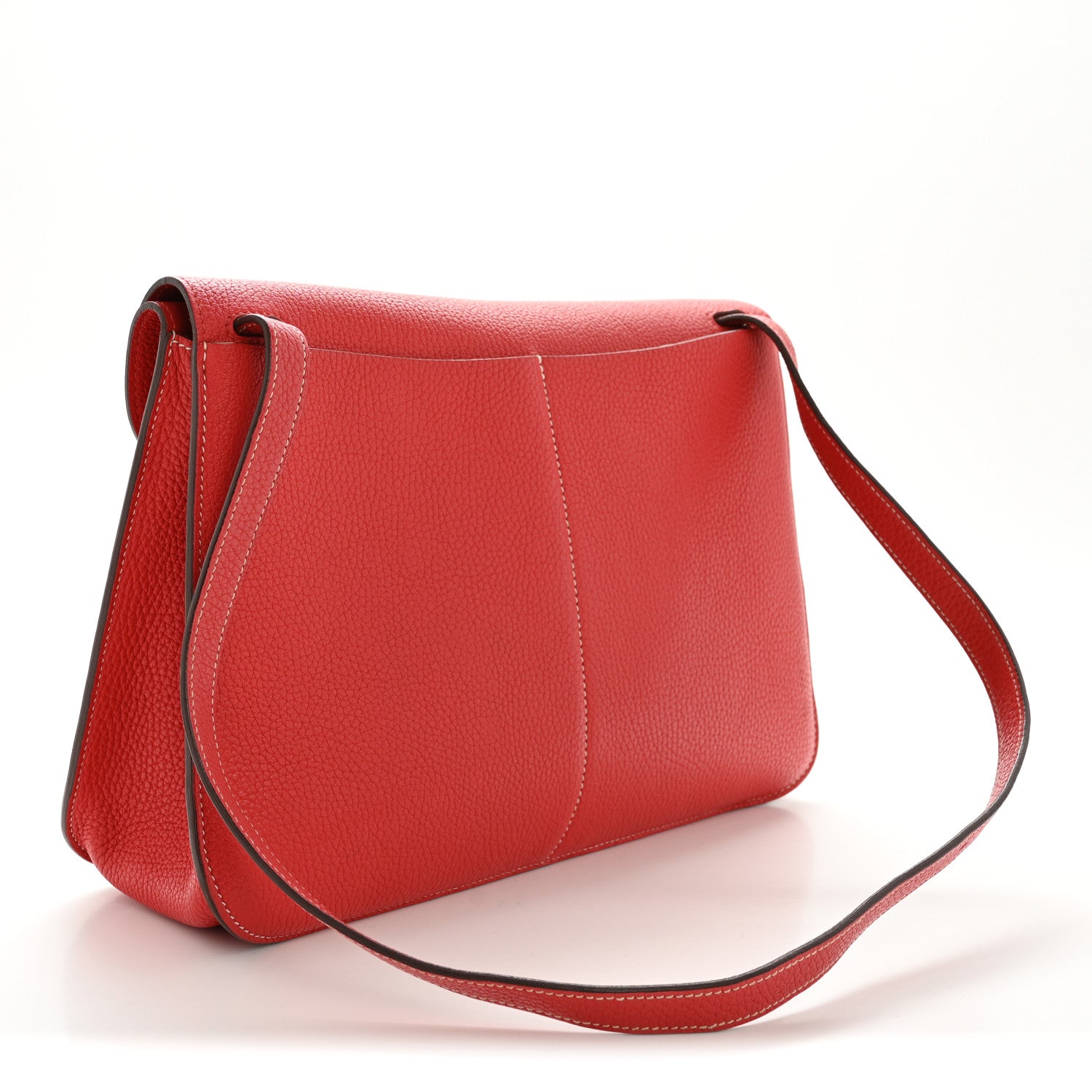 Hermes Taurillon Clemence Verso Halzan 31 GM Rouge Casaque
