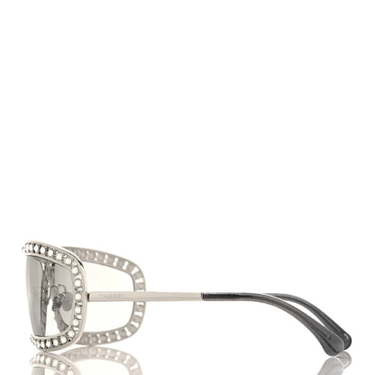 Chanel Metal Crystal Rectangular Sunglasses 71558 Silver 3 of 7
