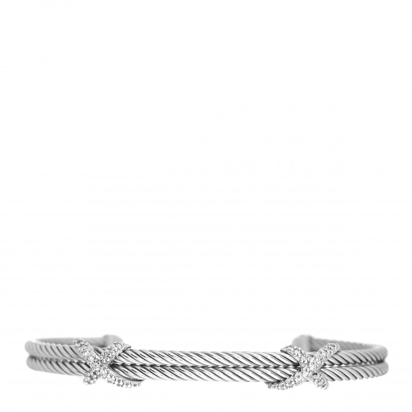 Sterling Silver Diamond 6mm Double X Cable Bracelet