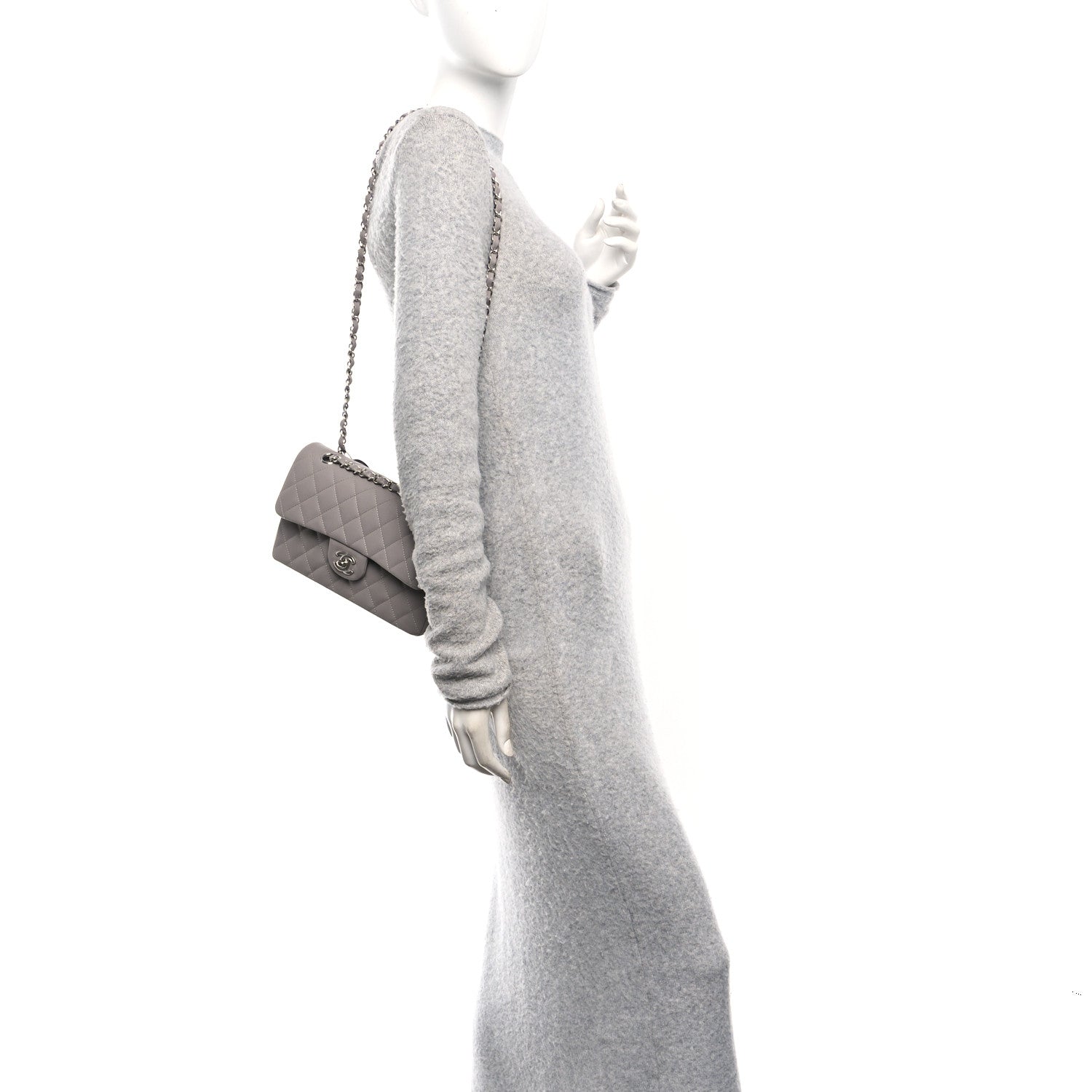 Chanel Caviar Quilted Small Double Flap Grey 2 of 11
