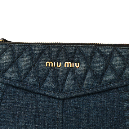 Miu Miu Denim Matelasse Clutch Blue 8 of 14