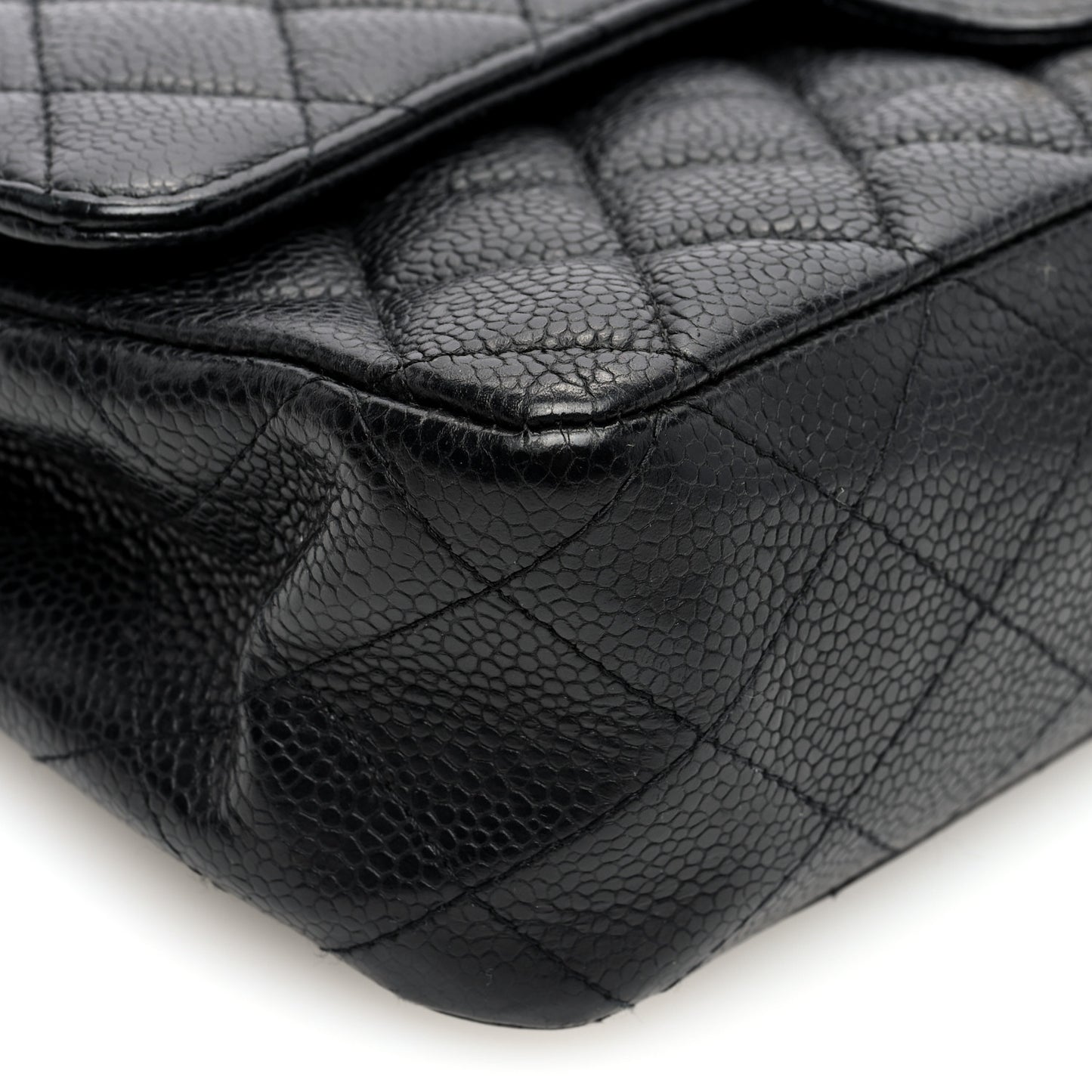 Caviar Quilted Medium Double Flap Black