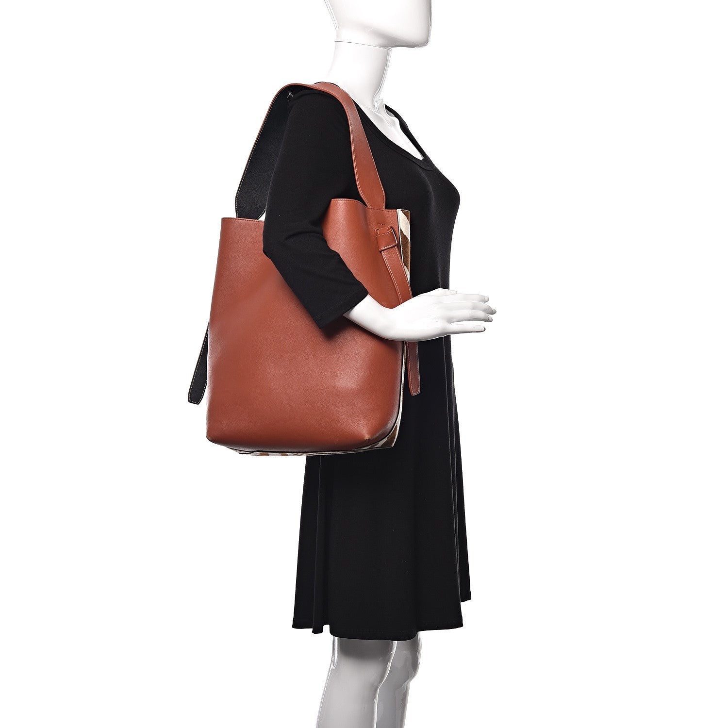 Celine Shiny Smooth Calfskin Zebra Printed Calf Hair Small Twisted Cabas Chalk Brick 2 of 14
