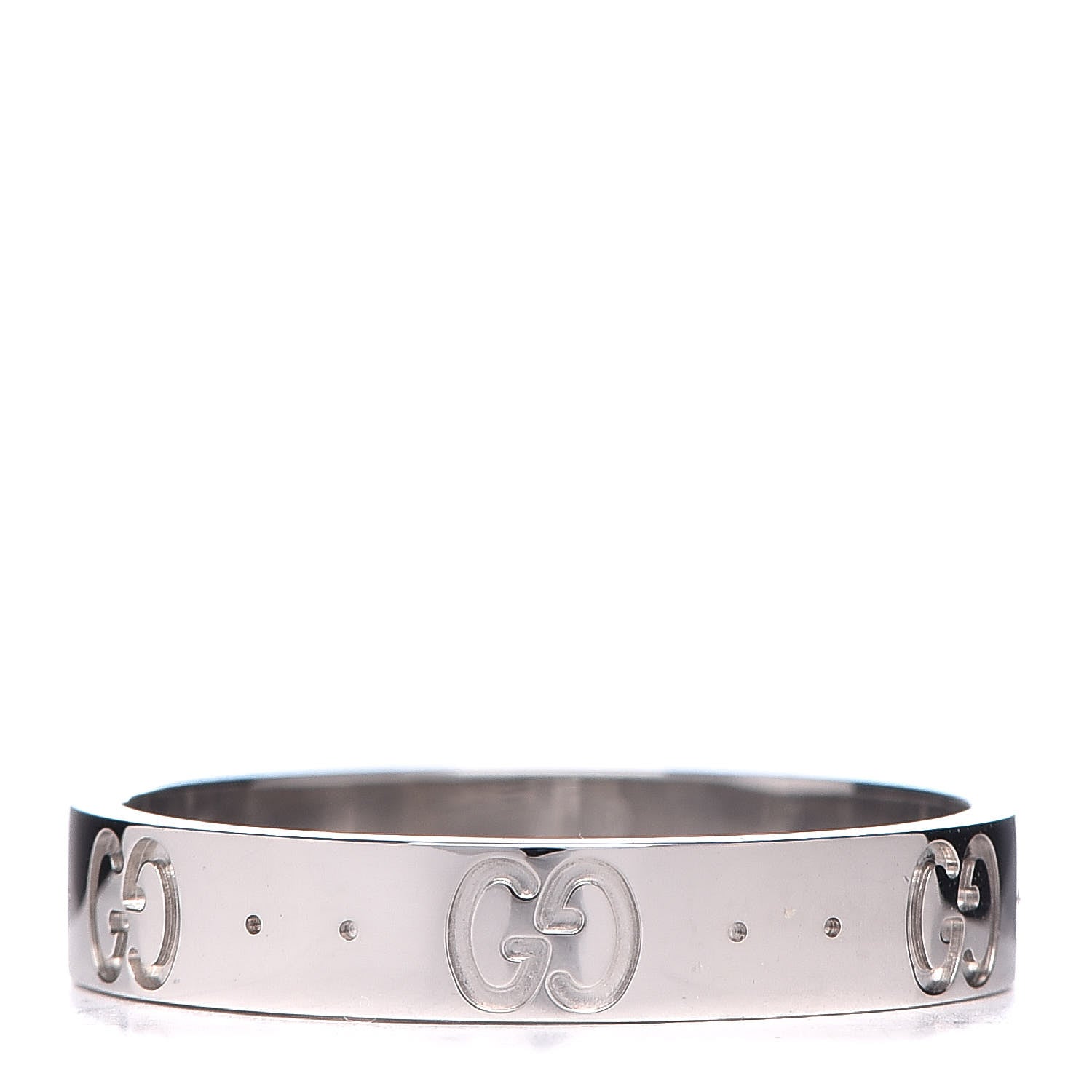 Gucci 18K White Gold 4mm Icon Thin Band Ring 59 8.75 1 of 6