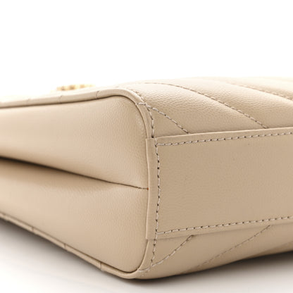Saint Laurent Grain De Poudre Matelasse Chevron Small Tribeca Shopping Bag Beige 10 of 12