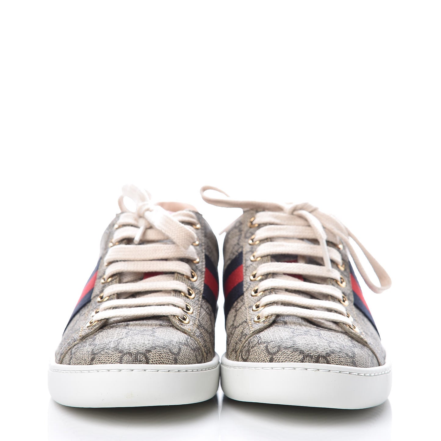 GG Supreme Monogram Womens Ace Low-Top Sneaker 35 Beige