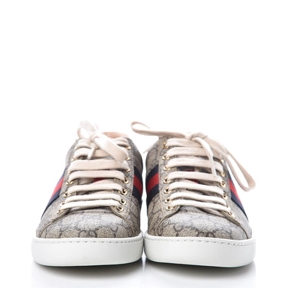 Gucci GG Supreme Monogram Womens Ace Low-Top Sneaker 35 Beige 2 of 11