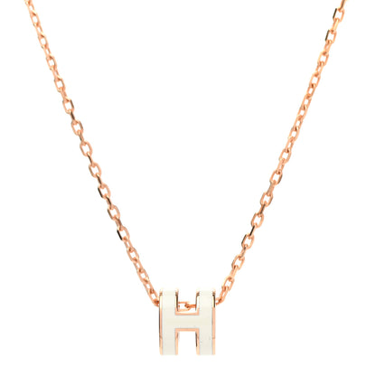 Hermes Lacquered Gold Mini Pop H Pendant Necklace White 5 of 5