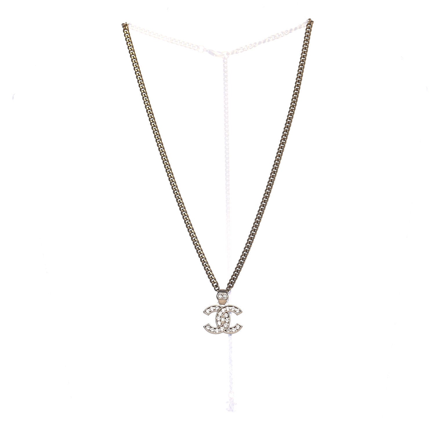 Chanel Crystal CC Necklace Gold 2 of 4
