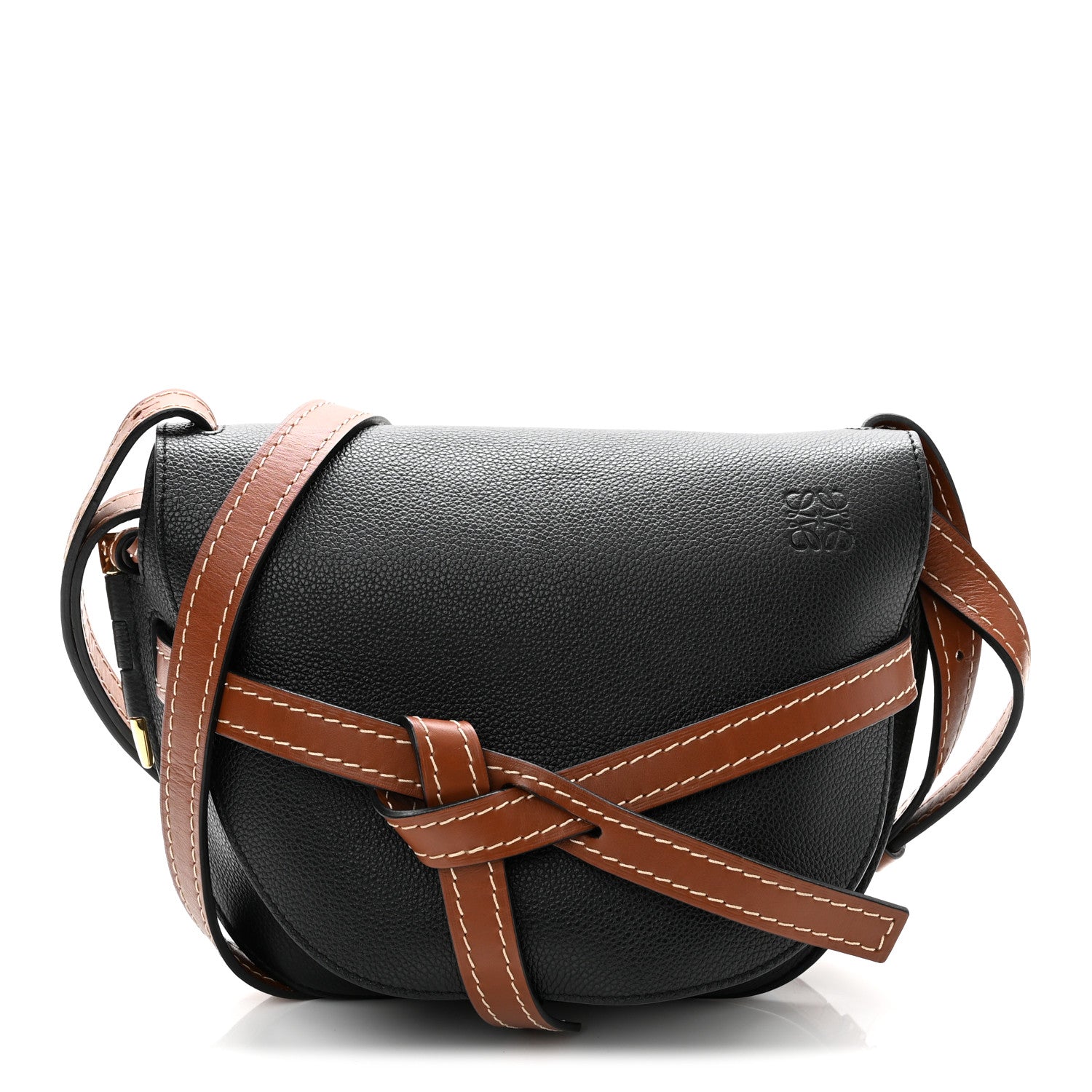 Loewe Grained Calfskin Small Gate Crossbody Bag Pecan Black 1 of 9