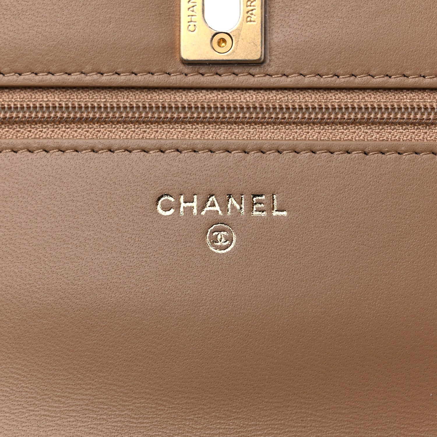 Chanel Lambskin Quilted CC Pearl Crush Wallet on Chain WOC Beige 6 of 10