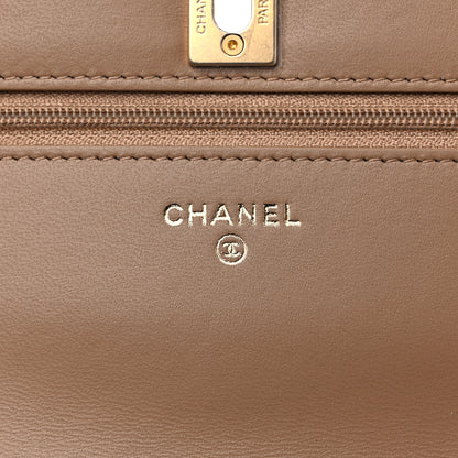 Chanel Lambskin Quilted CC Pearl Crush Wallet on Chain WOC Beige 6 of 10