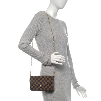 Louis Vuitton Damier Ebene Pochette Felicie Chain Wallet 2 of 6