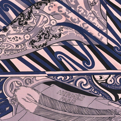 Hermes Silk Kawa Ora Scarf 90 Rose Thé Marine Black 2 of 3