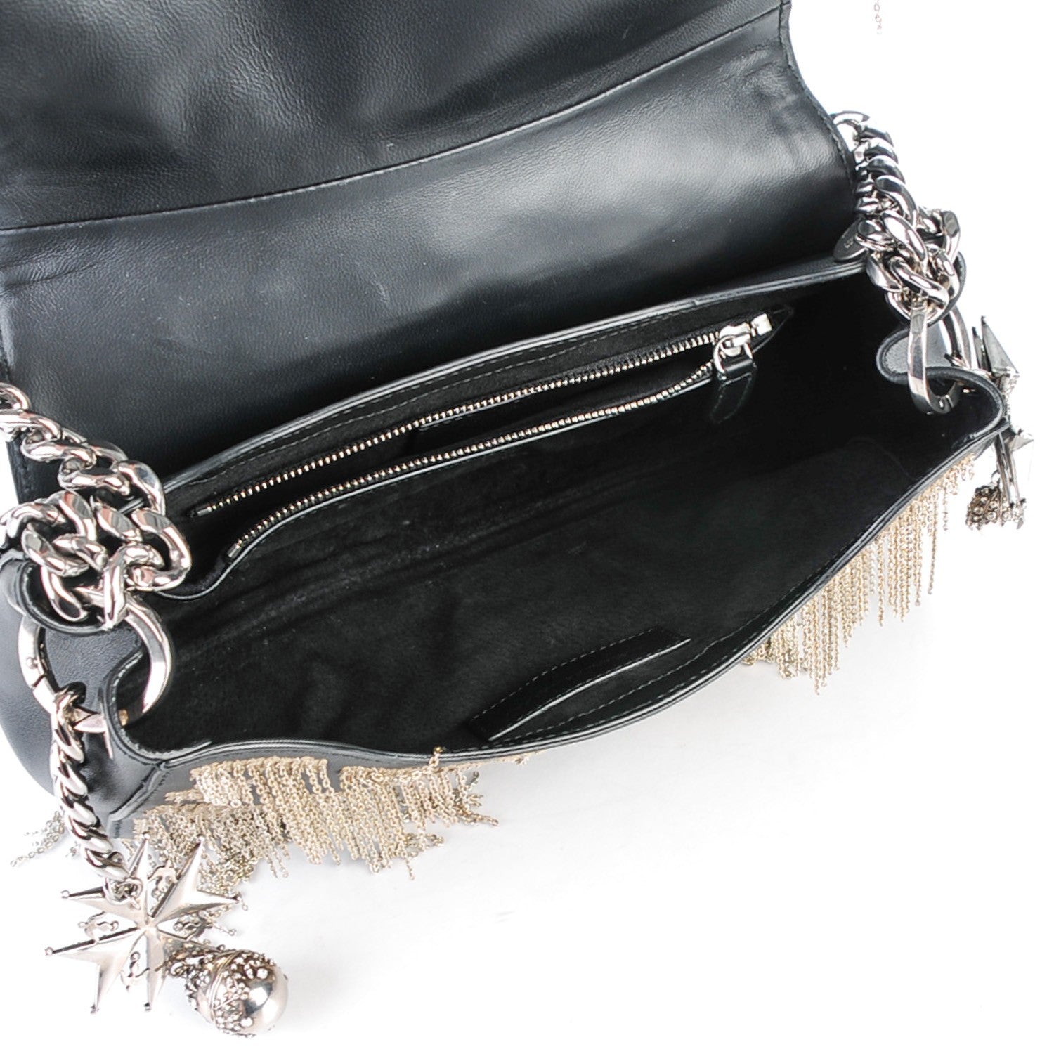 Alexander McQueen Nappa Embroidered Chain Medallion Heraldic Satchel Black 6 of 9