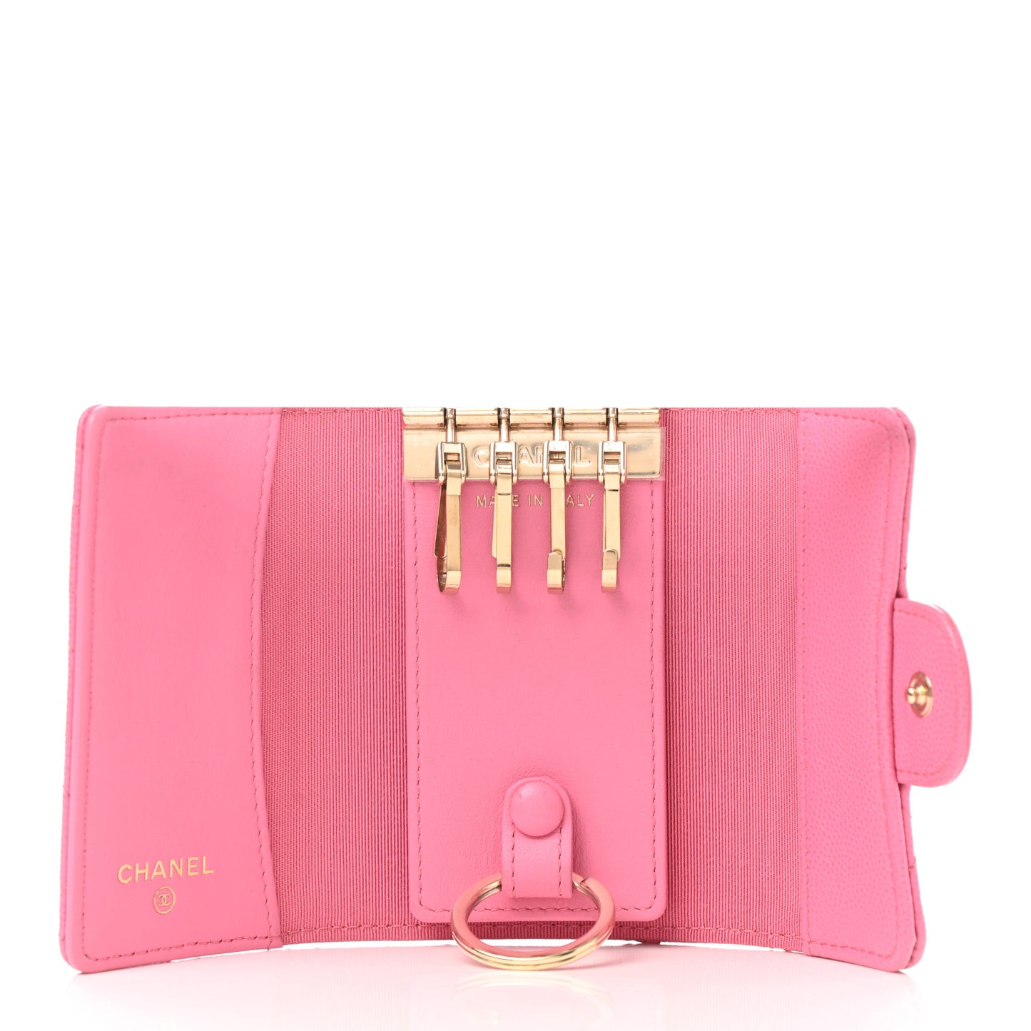 Caviar Quilted Classic 4 Key Holder Wallet Pink