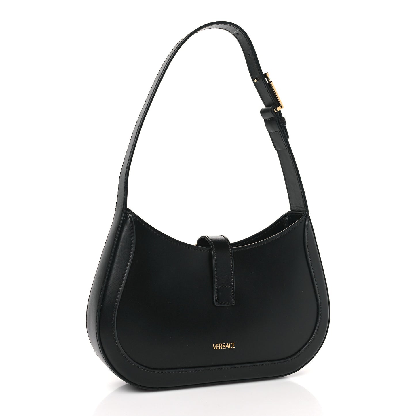 Calfskin Small Greca Goddess Hobo Black