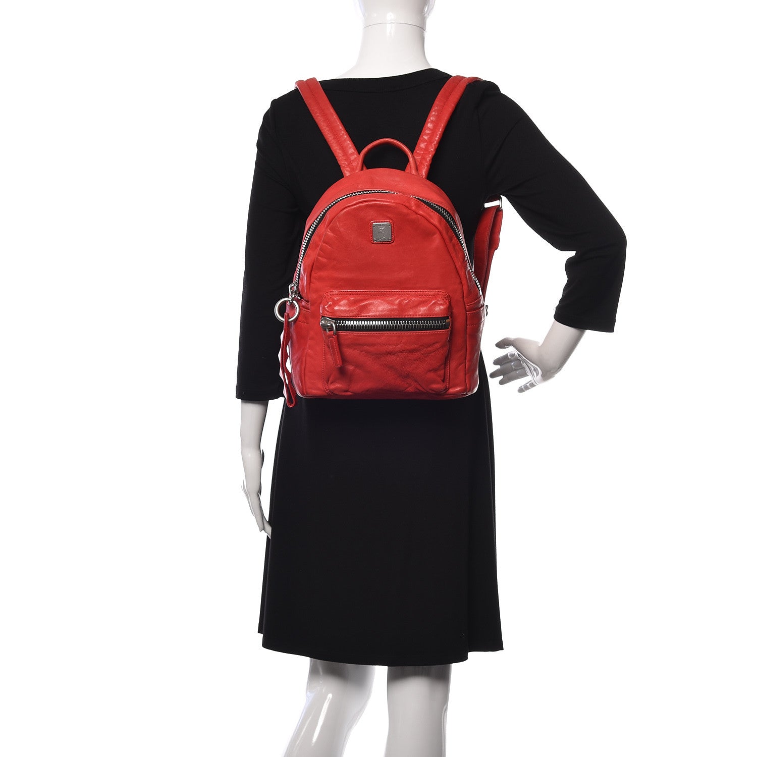 MCM Lambskin Tumbler Backpack Red 2 of 14