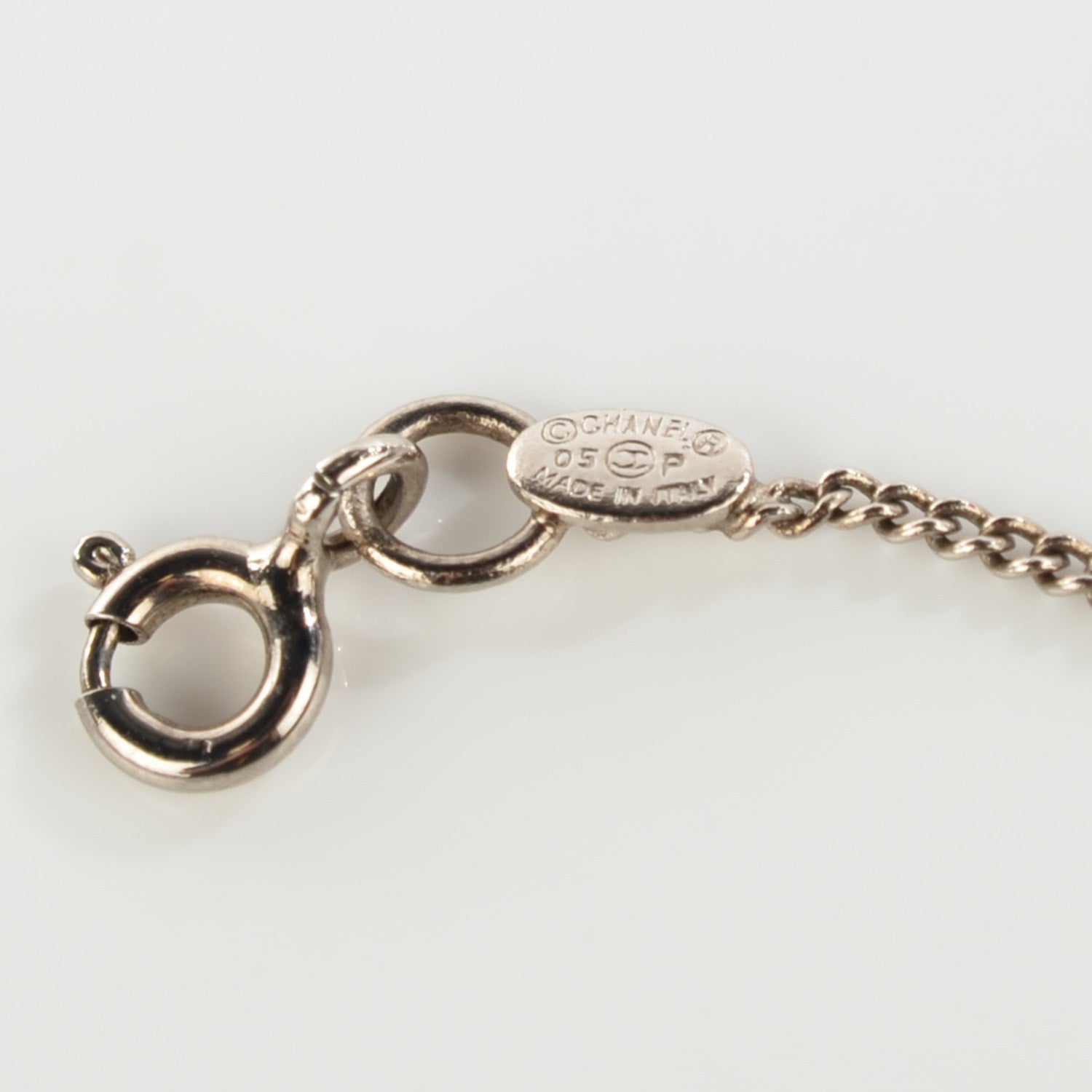 Chanel Acrylic CC Pendant Necklace Silver Black Red 4 of 4