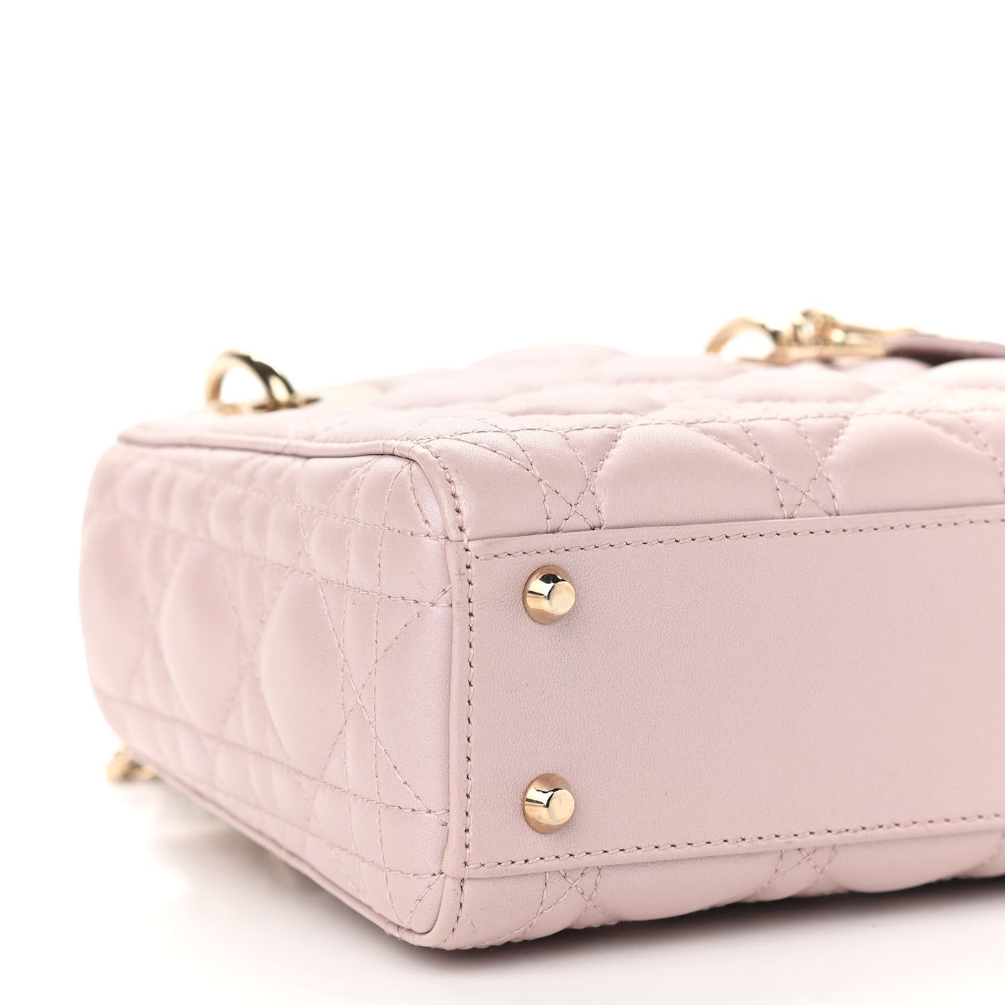 Metallic Lambskin Cannage Mini Lady Dior Lotus