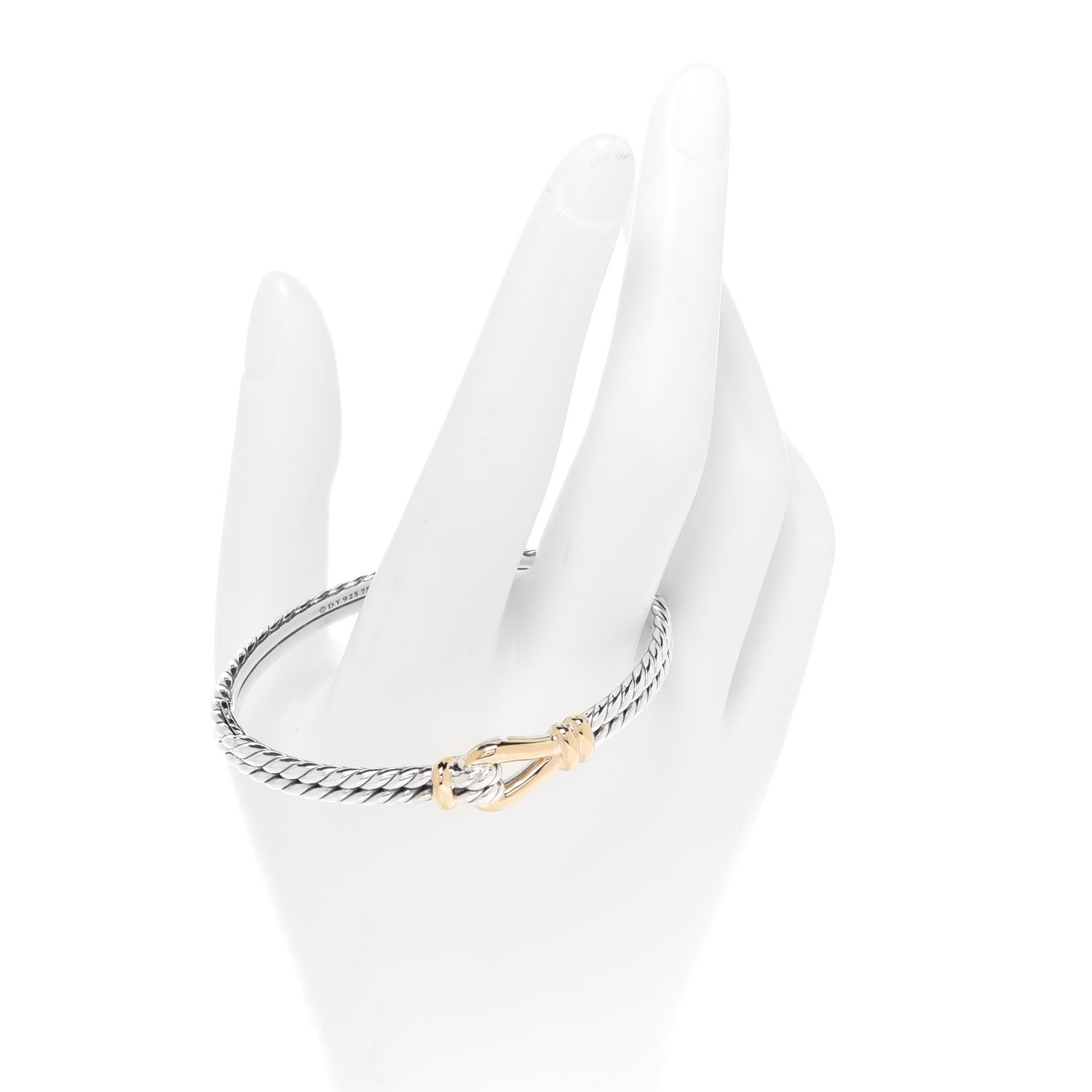 David Yurman Sterling Silver 18K Yellow Gold 11mm Thoroughbred Loop Bracelet 2 of 5