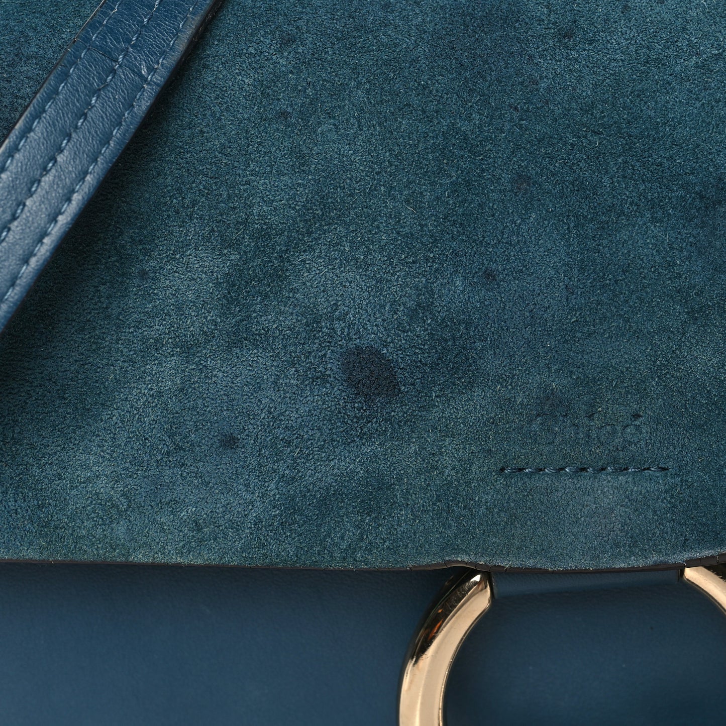 Suede Calfskin Small Faye Shoulder Bag Majolica Blue