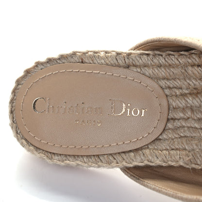 Christian Dior Canvas Embroidered Granville Espadrille Crisscross Flat Slide Sandals 38 Cream 6 of 8