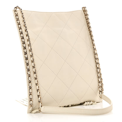 Chanel Calfskin Quilted Fringe Small Shopping Bag White 3 of 10