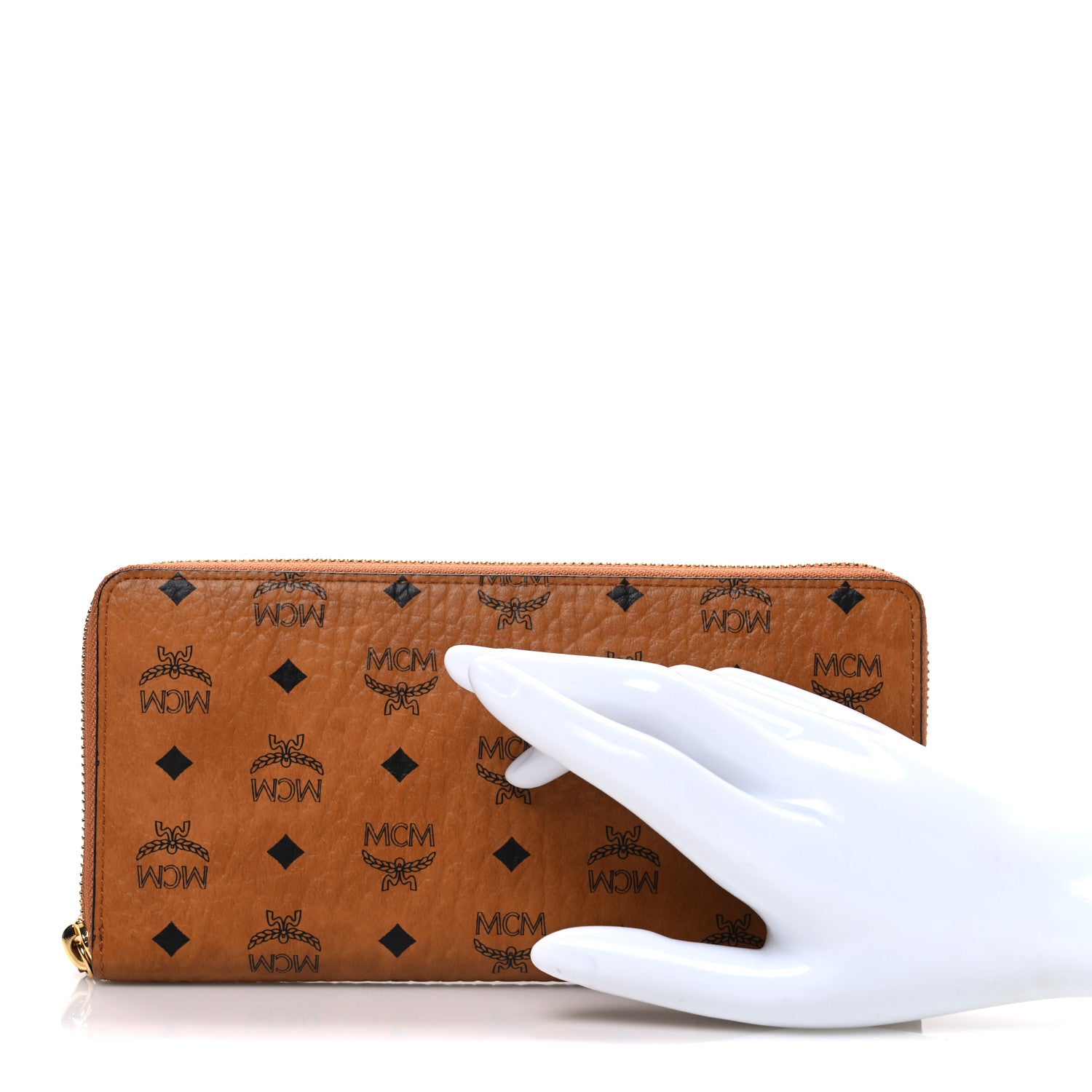 MCM Visetos Large Zip Around Wallet Cognac 2 of 7