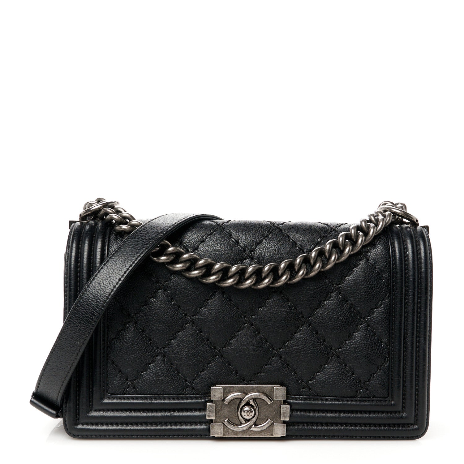 Chanel Lambskin Stitch Quilted Medium Boy Flap Black 1 of 10