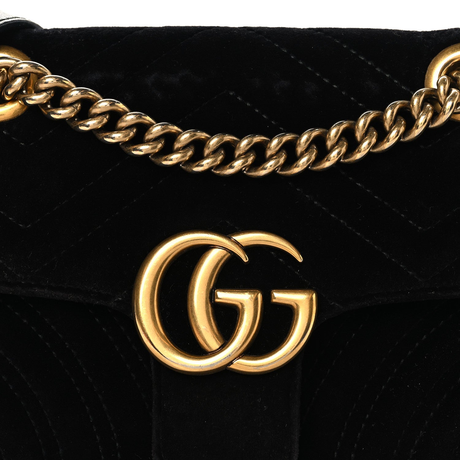 Gucci Velvet Matelasse Mini GG Marmont Shoulder Bag Black 8 of 13