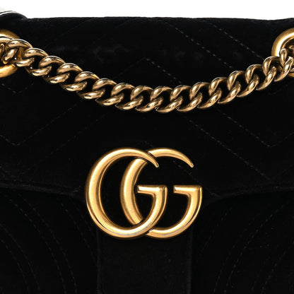 Gucci Velvet Matelasse Mini GG Marmont Shoulder Bag Black 8 of 13